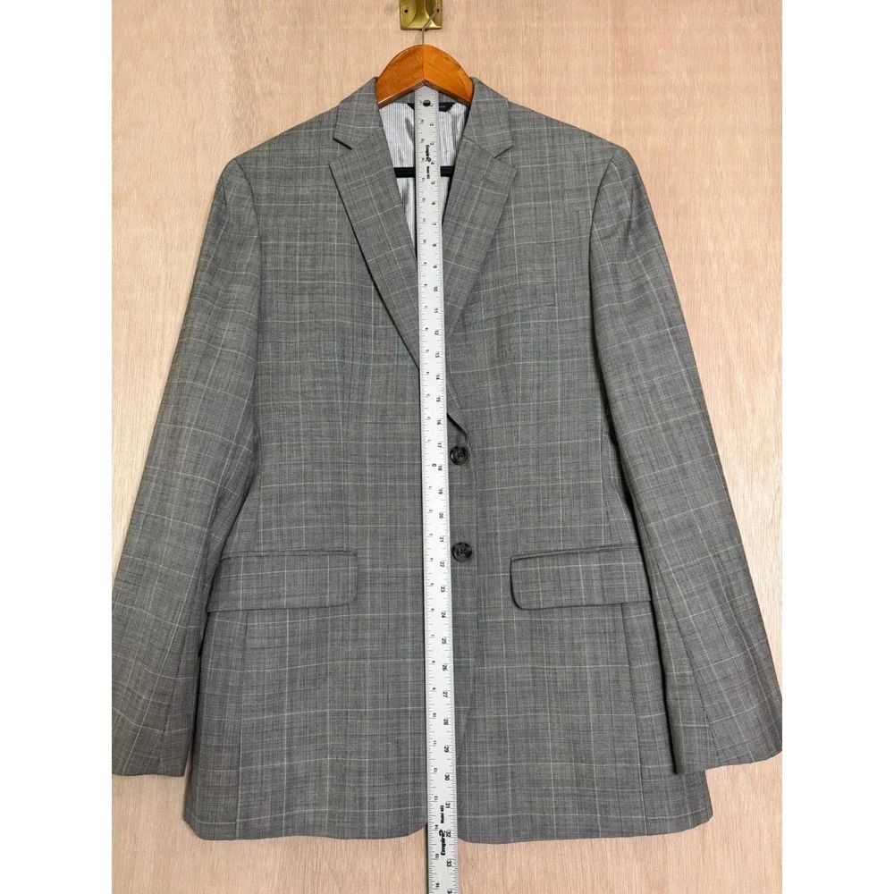 Banana Republic Mens 40R Tailored Fit Grey Glen Plaid Two Button Suit Jacket